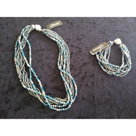 Premier Designs Jewelry - SEASIDE Necklace & Bracelet Set Blue Silver NWT